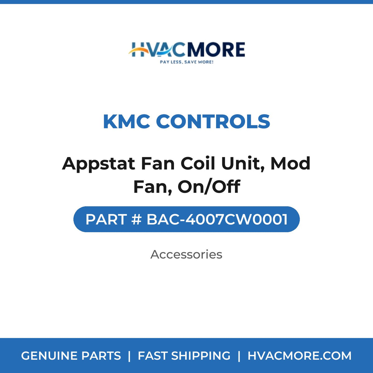 KMC Controls Appstat Fan Coil Unit, Mod Fan, On/Off BAC-4007CW0001