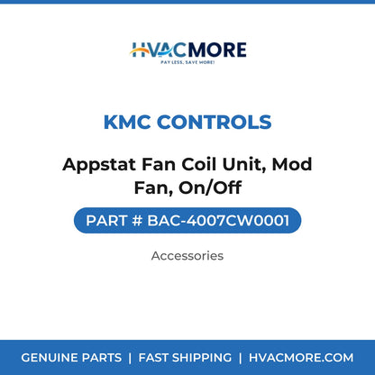 KMC Controls Appstat Fan Coil Unit, Mod Fan, On/Off BAC-4007CW0001