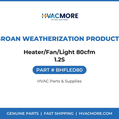 Broan Weatherization Products Heater/Fan/Light 80cfm 1.2S BHFLED80