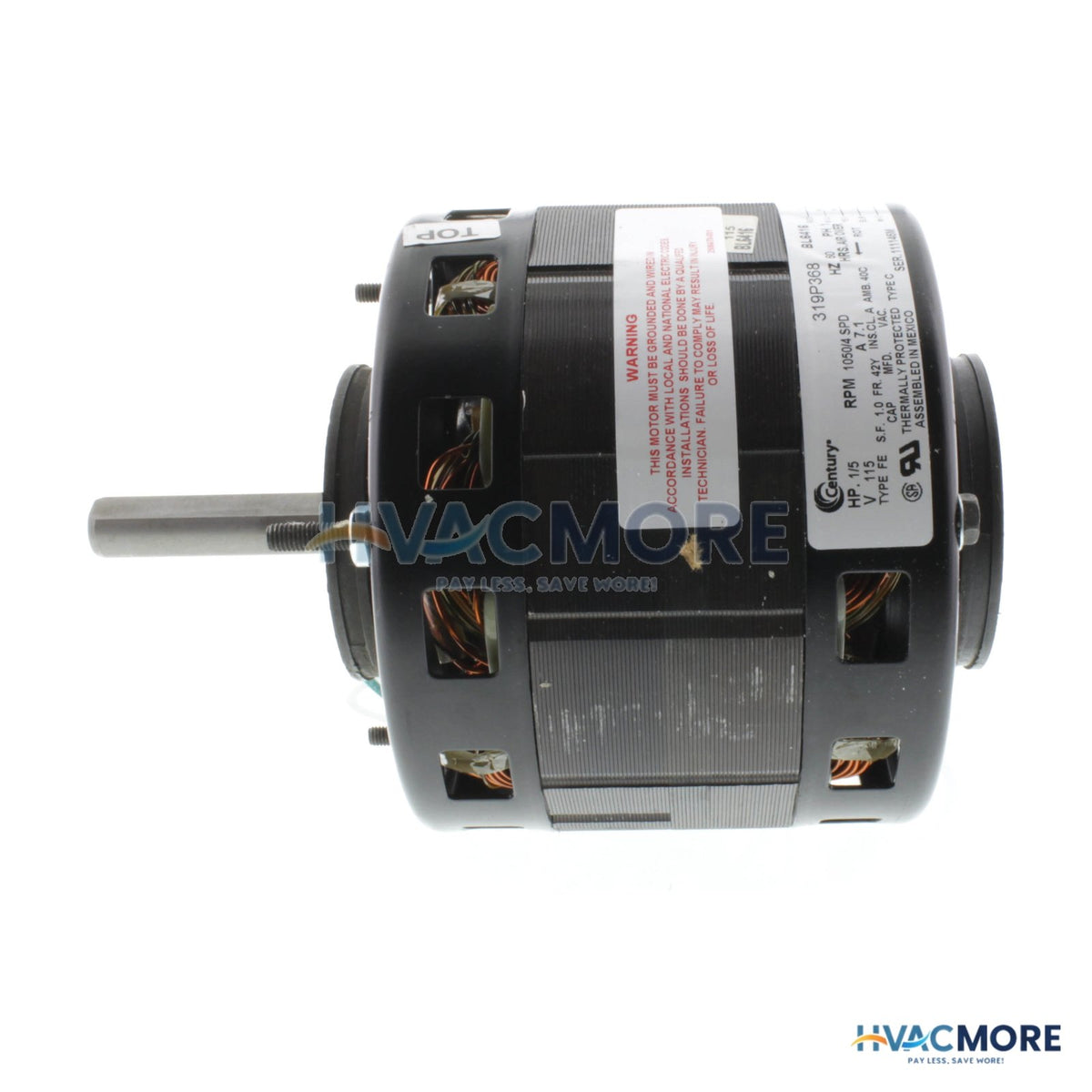 Century 5" 4- Spd Fan/Blower Motor (115V, 1050 RPM, 1/5, 1/8, 1/10, 1/15 HP) BL6416