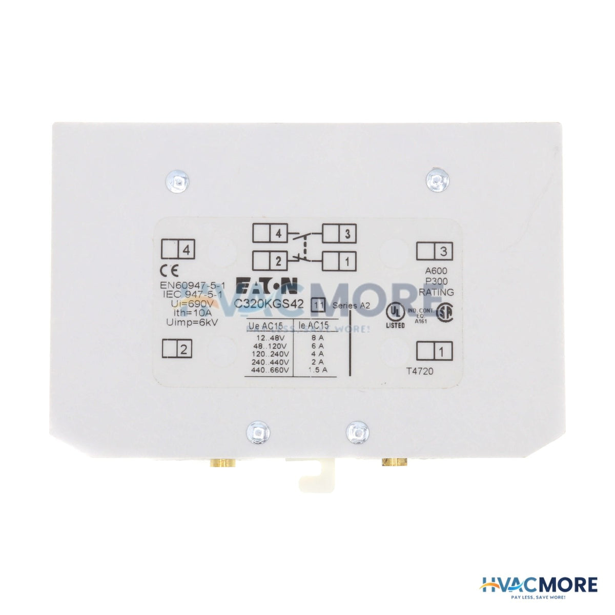 Eaton 1NO/1NC Freedom Auxiliary Contact, Side Mount C320KGS42