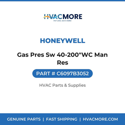 Honeywell Gas Pres Sw 40-200"WC Man Res C6097B3052