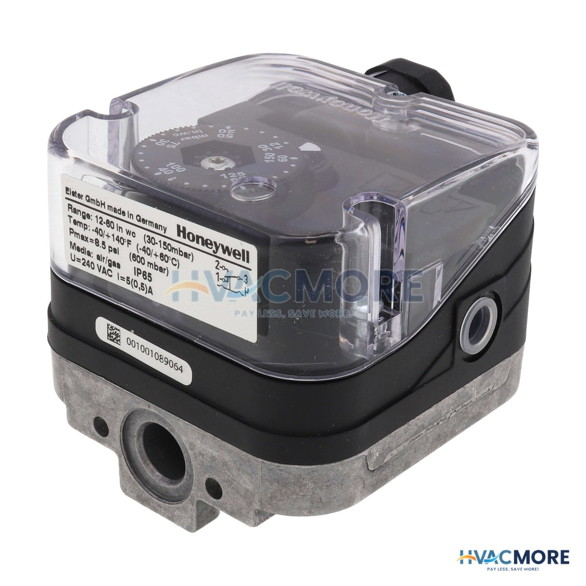 Honeywell 12" to 60" W.C Auto Reset 1/4" NPT Pressure Switch (Subtractive) C6097B3085