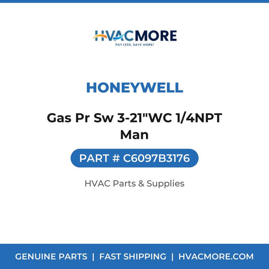 Honeywell Gas Pr Sw 3-21"WC 1/4NPT Man C6097B3176