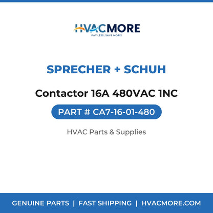 Sprecher + Schuh Contactor 16A 480VAC 1NC CA7-16-01-480
