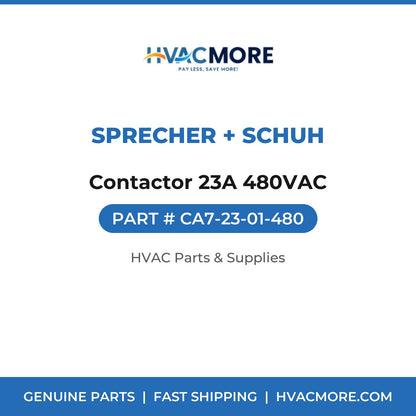 Sprecher + Schuh Contactor 23A 480VAC CA7-23-01-480