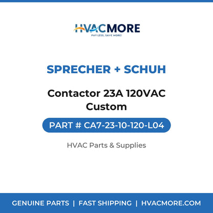 Sprecher + Schuh Contactor 23A 120VAC Custom CA7-23-10-120-L04