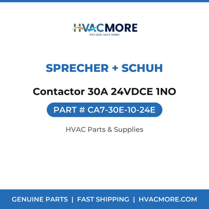 Sprecher + Schuh Contactor 30A 24VDCE 1NO CA7-30E-10-24E