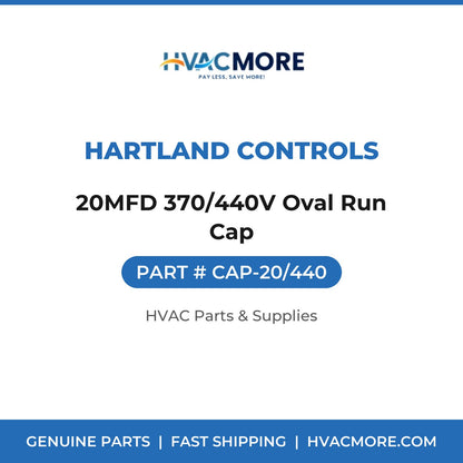 Hartland Controls 20MFD 370/440V Oval Run Cap CAP-20/440