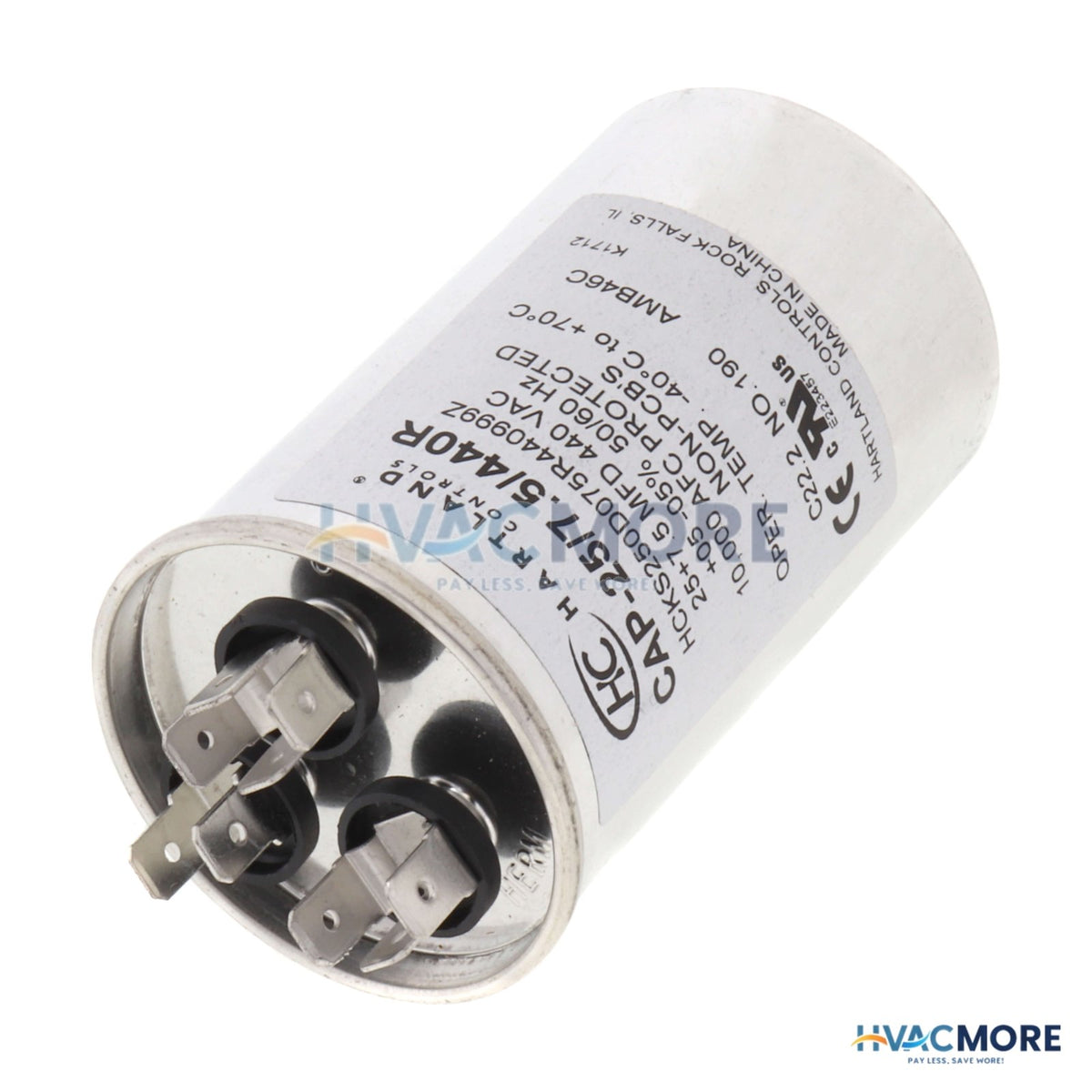 Hartland Controls 25/7.5 MFD Round Dual Motor Run Capacitor (370/440V) CAP-25/7.5/440R