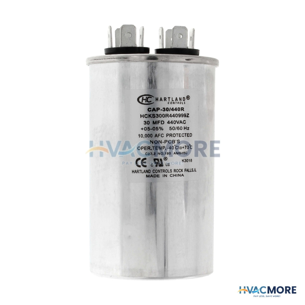 Hartland Controls 30 MFD Round Run Capacitor (370/440V) CAP-30/440R