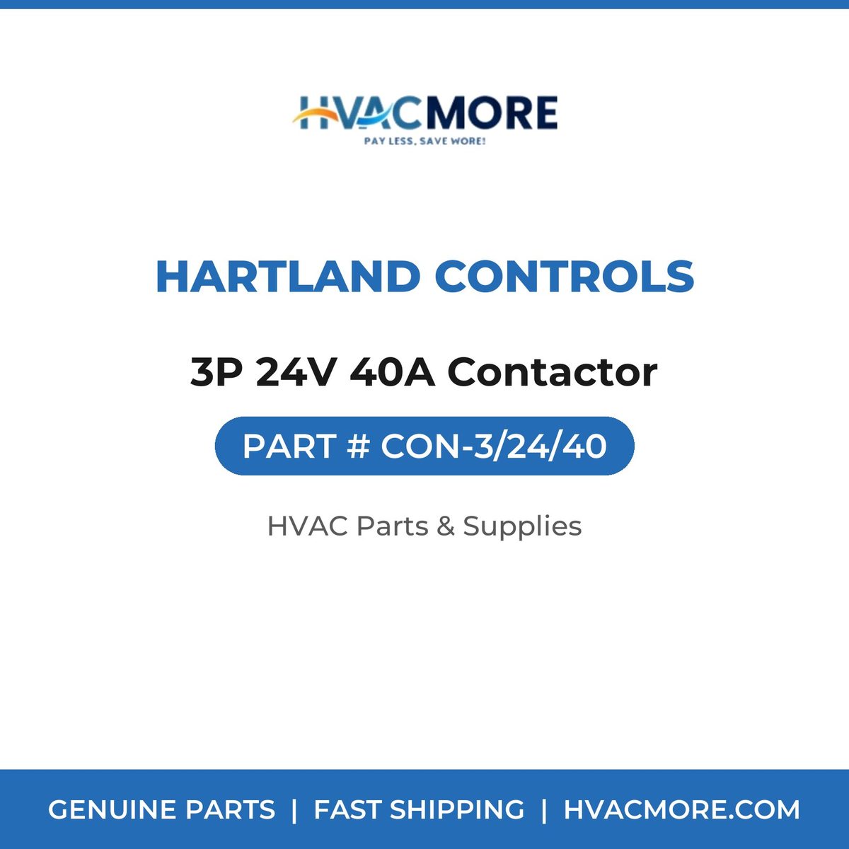 Hartland Controls 3P 24V 40A Contactor CON-3/24/40