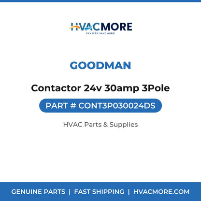 Goodman Contactor 24v 30amp 3Pole CONT3P030024DS