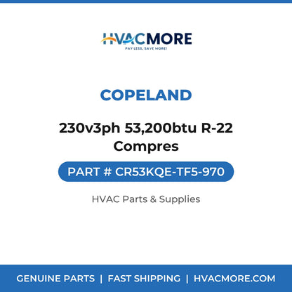 Copeland 230v3ph 53,200btu R-22 Compres CR53KQE-TF5-970