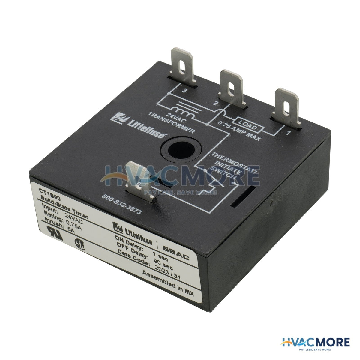 Littelfuse CT Series 1 sec. Delay-on-Make & 90 sec. Delay-on-Break Time Delay (24V) CT1S90