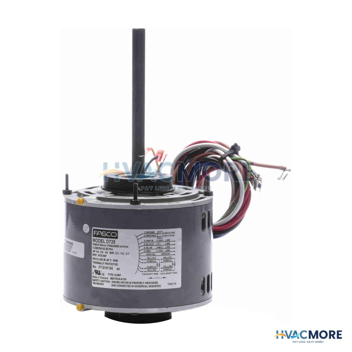 Fasco 5-5/8" 1-SPEED Condenser Fan Motor (1/4 HP, 208-230V, 1075 RPM) D742