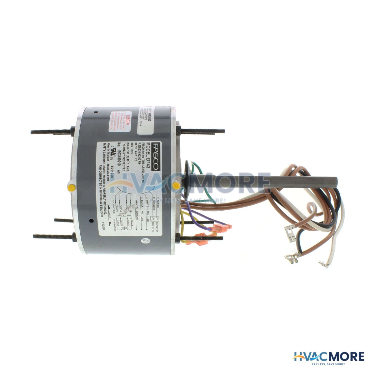 Fasco D743 1 Speed 1075 RPM Condenser Fan Motor 1/5 HP (208-230V) D743