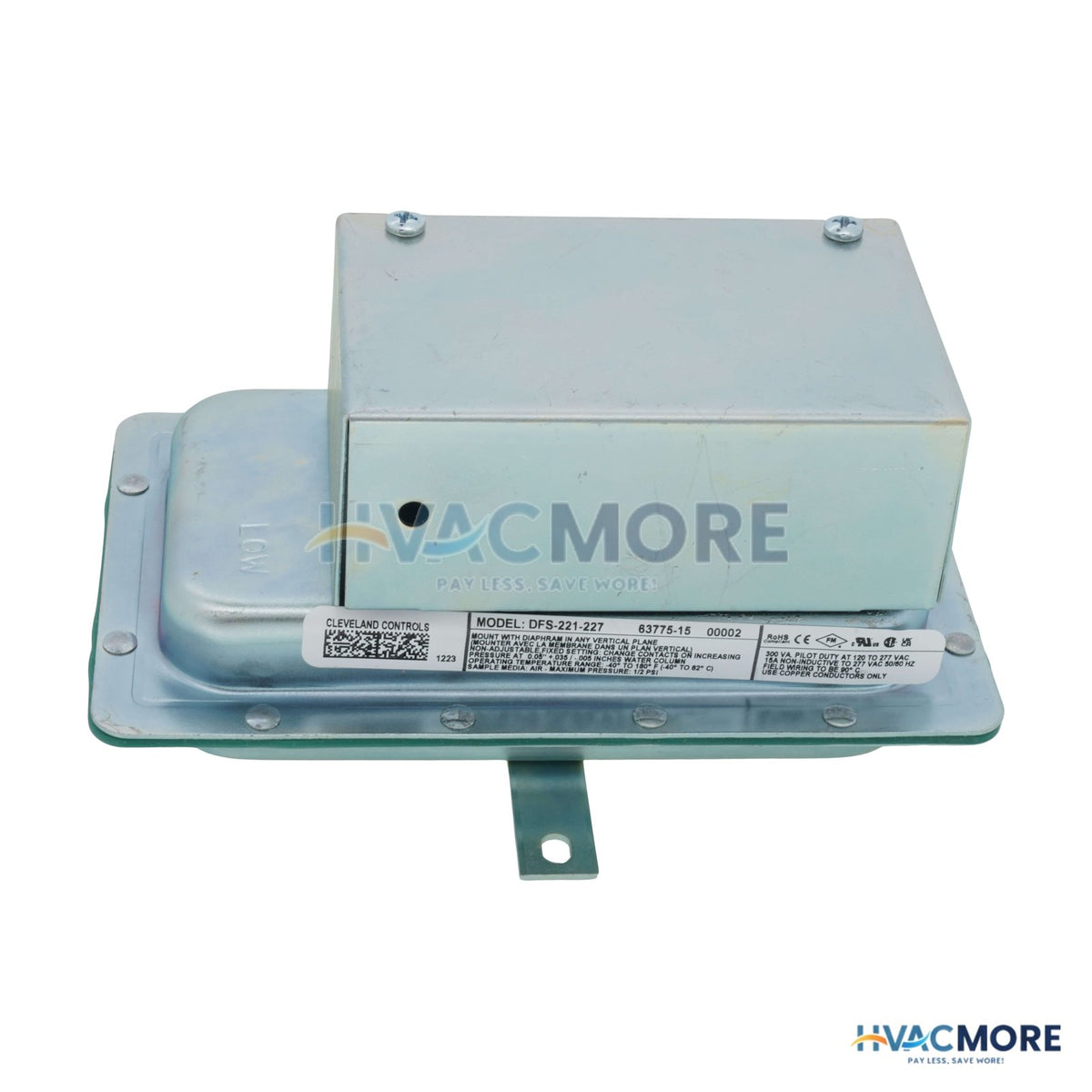 Cleveland Controls SPST Fixed Point Air Pressure Sensing Switch (.05" W.C.) DFS-221-227