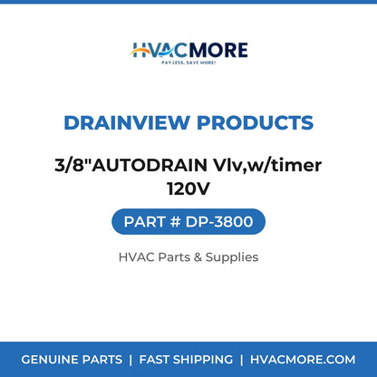 Drainview Products 3/8"AUTODRAIN Vlv,w/timer 120V DP-3800