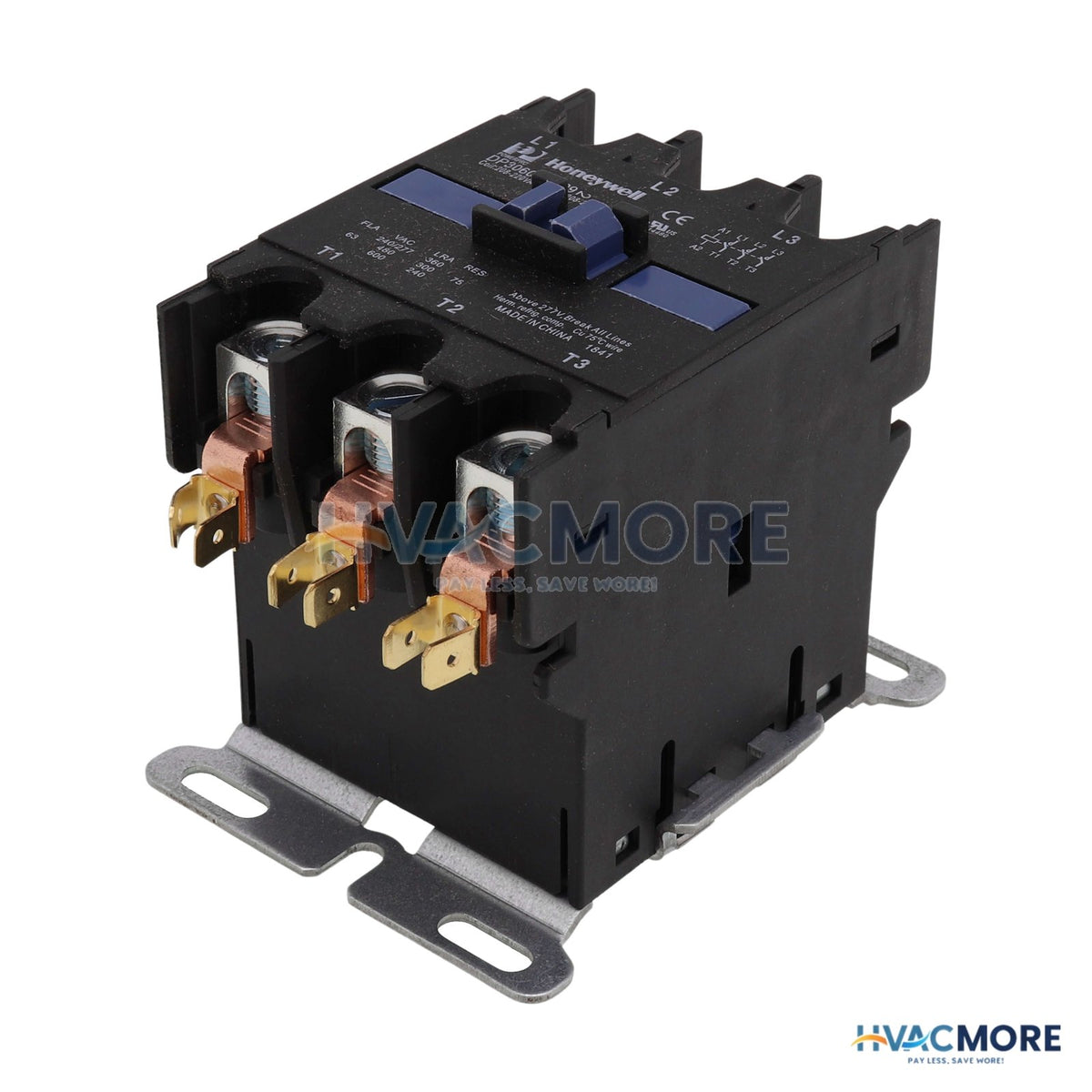 Resideo 208/230 VAC 3 Pole PowerPro Deluxe Definite Purpose Contactor W/ Lug Connectors DP3075C5015