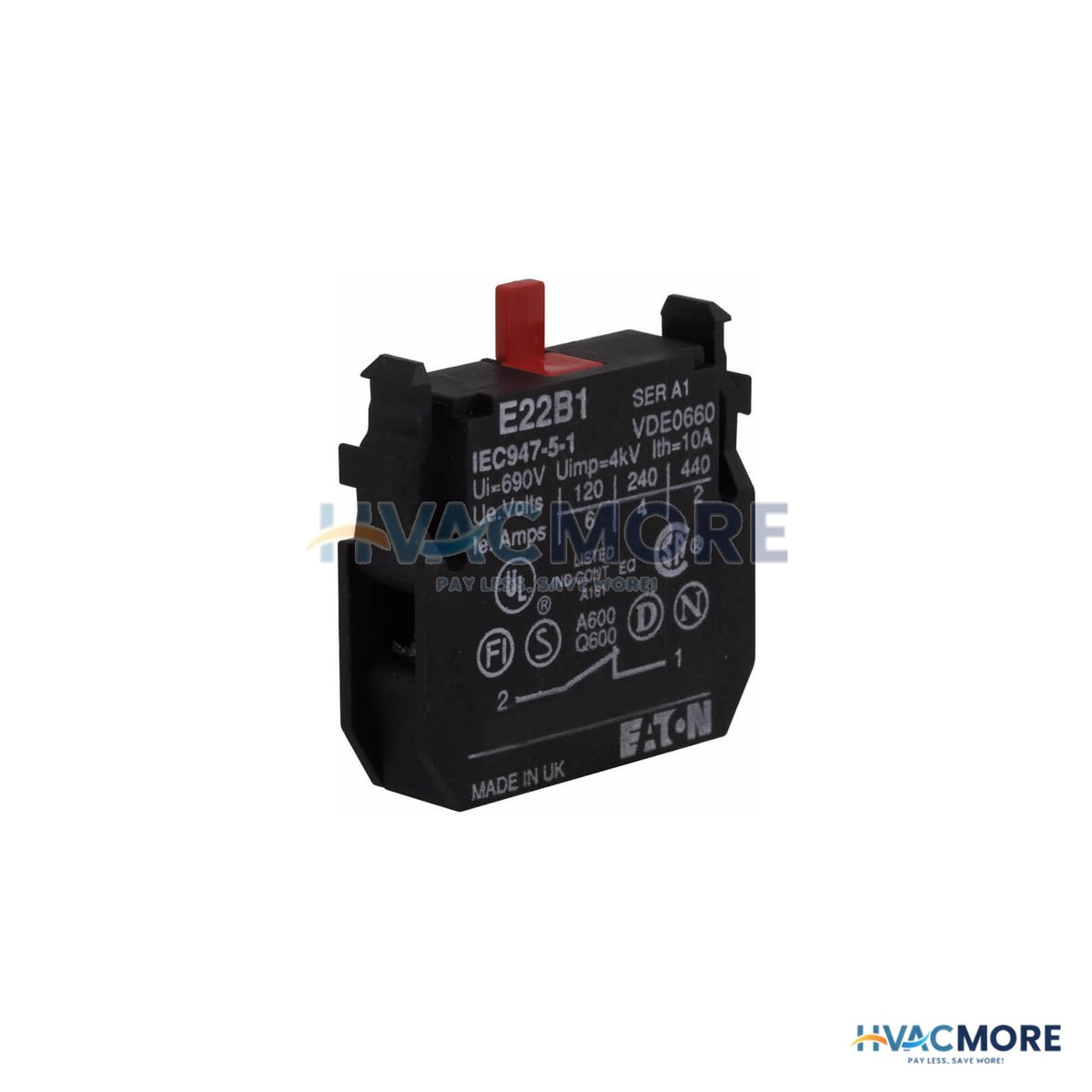Eaton 1-POLE Normally Closed Pushbutton Contact Block E22B1