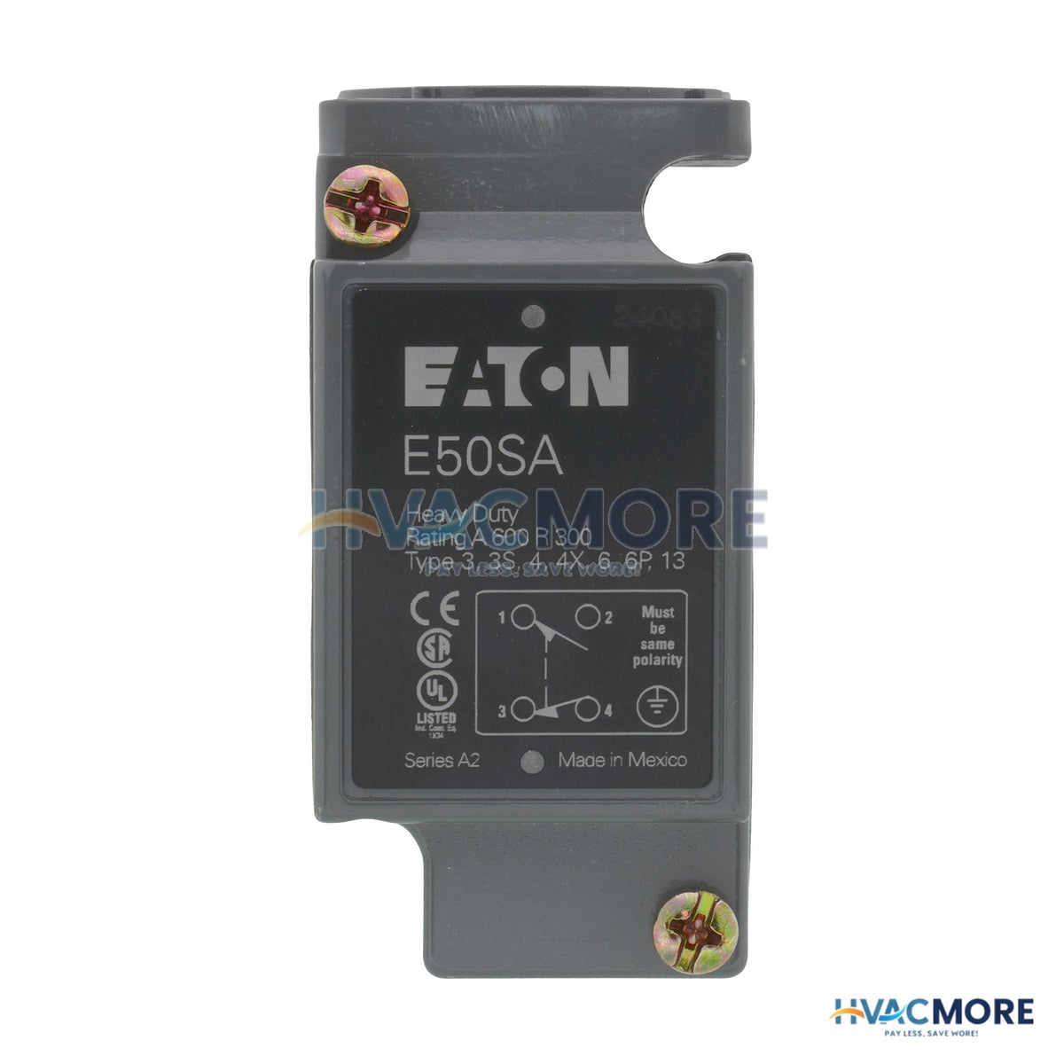 Eaton E50 NEMA Heavy-Duty Plug-In Limit Switch Body, 1NO/1NC E50SA