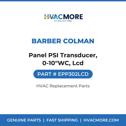 Barber Colman Panel PSI Transducer, 0-10"WC, Lcd EPP302LCD