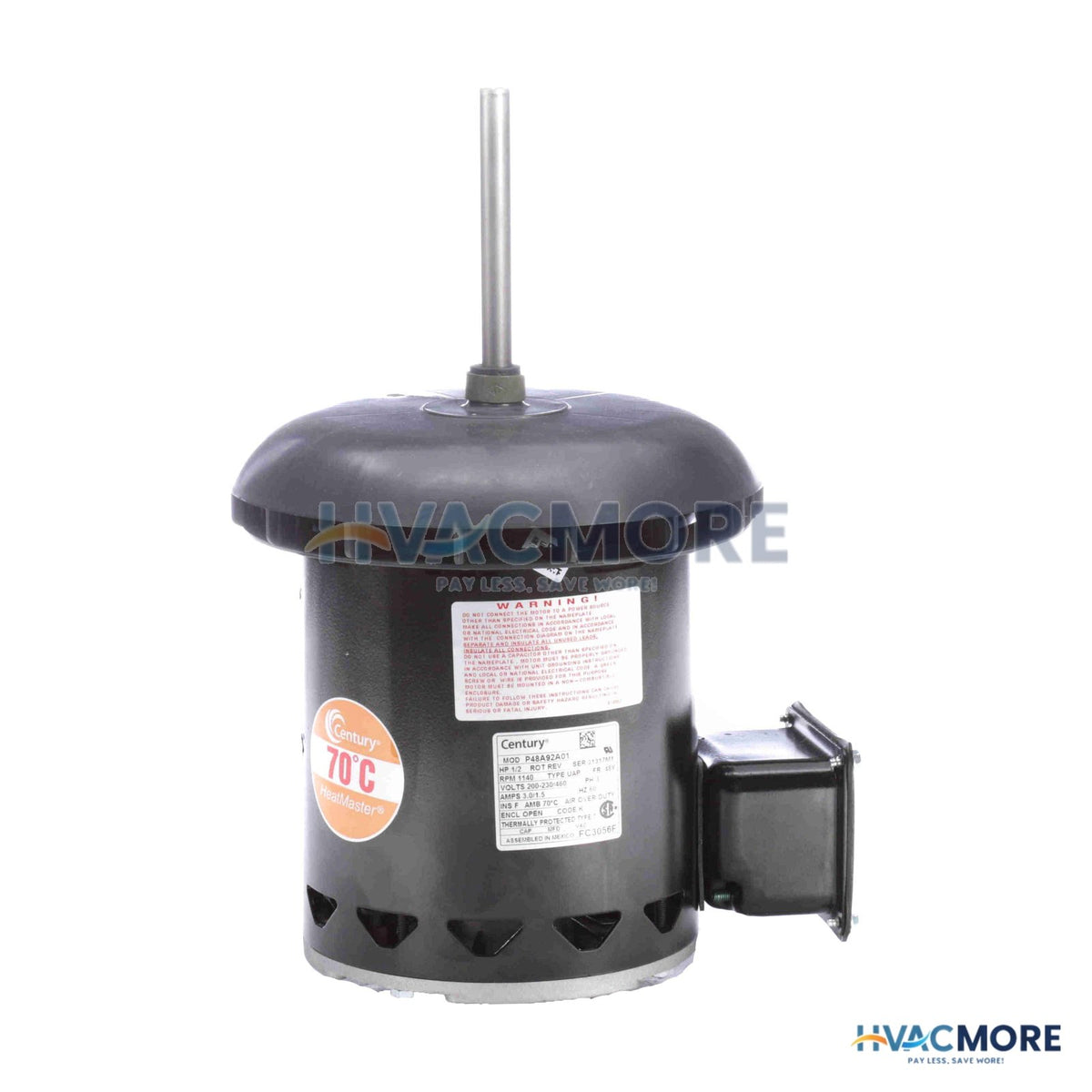 Century 5-5/8" 3-PHASE Deluxe Condenser Motor W/ 1/2" Flat-A (3.0/1.5A) FC3056F