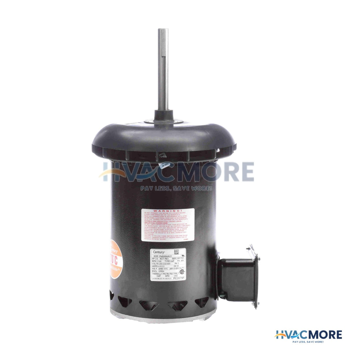 Century 5-5/8" 3-PHASE Deluxe Condenser Motor W/ 5/8" Flat & Key-B (4.0/2.0A) FC3076F