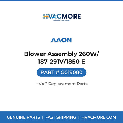 AAON Blower Assembly 260W/ 187-291V/1850 E G019080