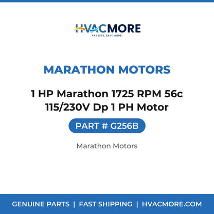 Marathon Motors 1 HP Marathon 1725 RPM 56c 115/230V Dp 1 PH Motor G256B