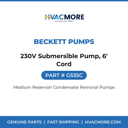 Beckett Pumps 230V Submersible Pump, 6' Cord G535C