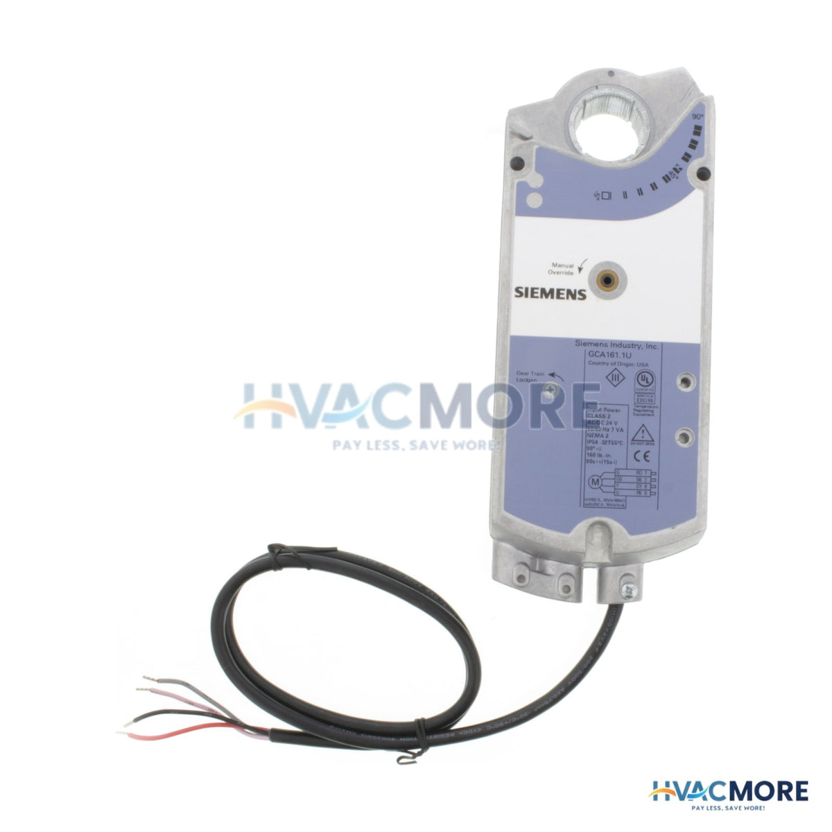 Siemens GCA Spring Return 142 lb-in Elec. Damper Actuator W/ Standard Cable GCA161.1U