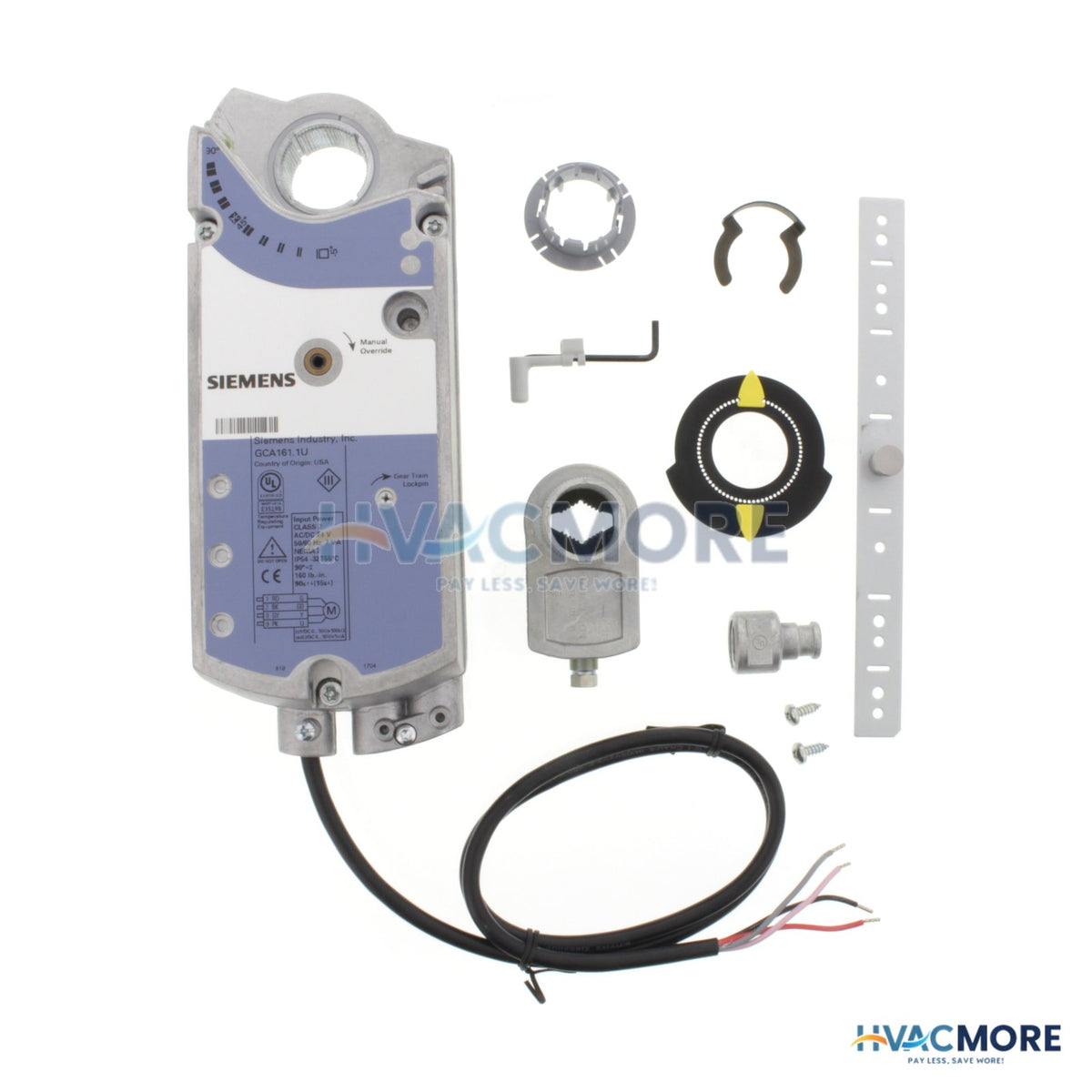 Siemens GCA Spring Return 142 lb-in Elec. Damper Actuator W/ Standard Cable GCA161.1U