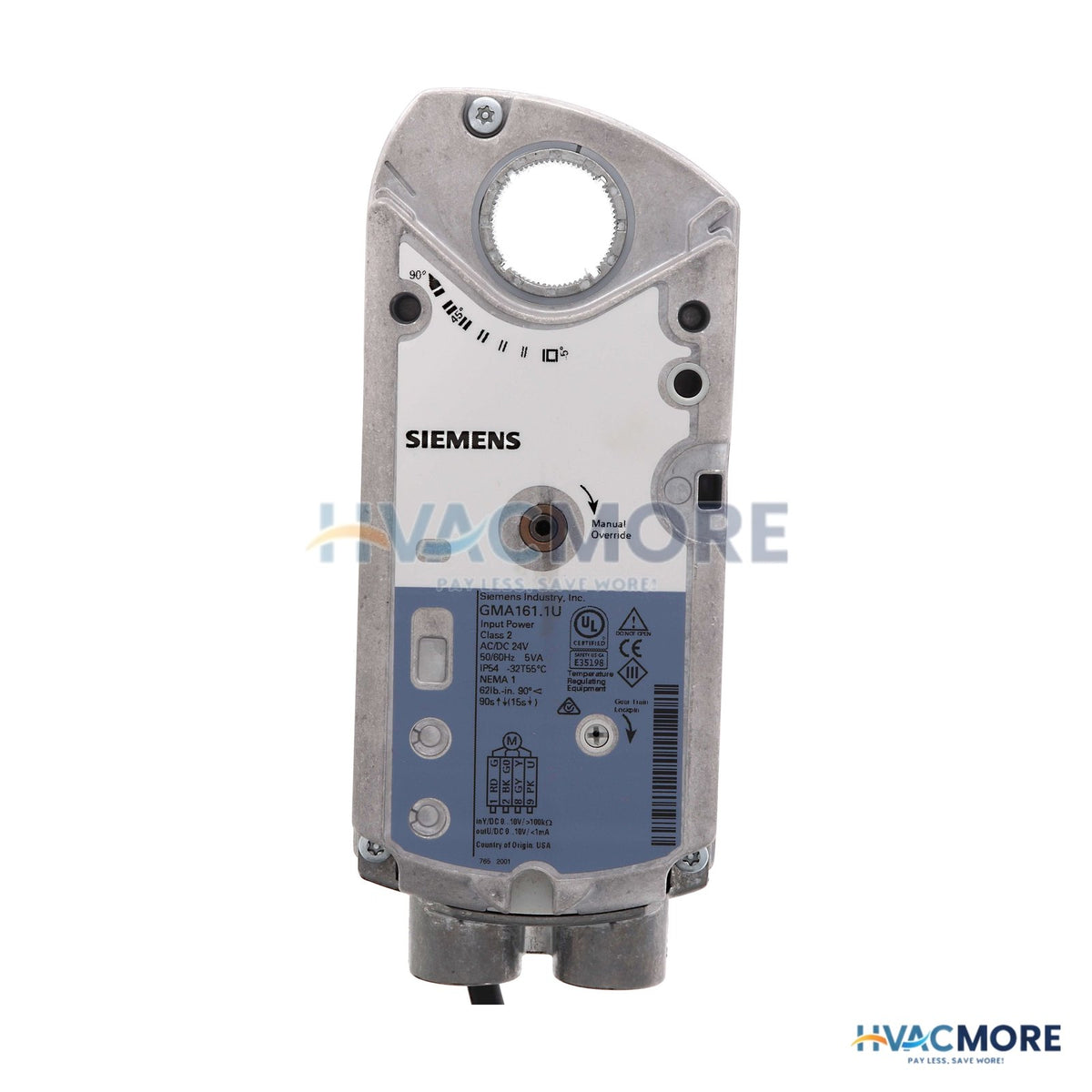 Siemens Open Air Rotary Spring Return Actuator with Standard Cables (24V) GMA161.1U