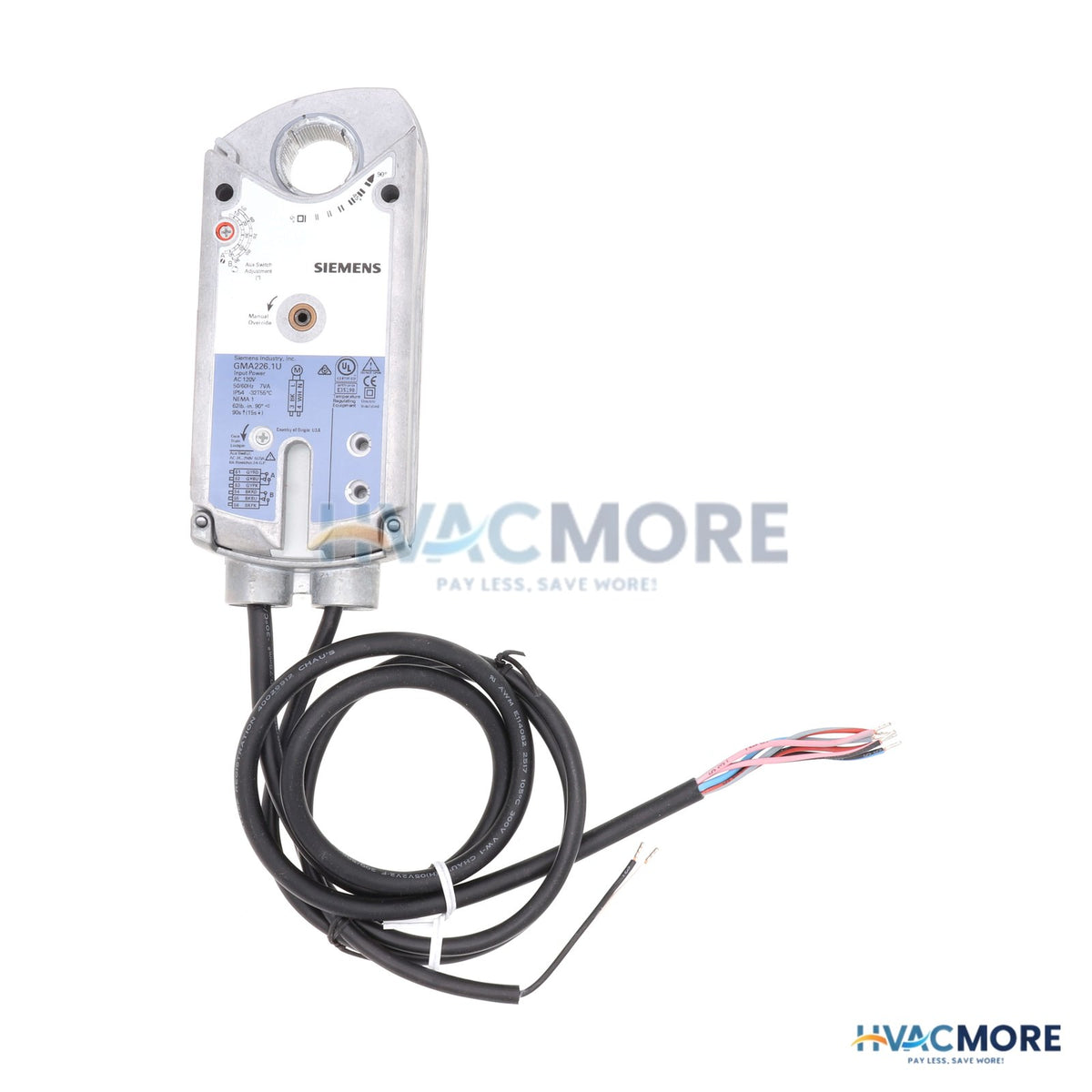 Siemens GMA 2-POSITION SR 62 lb-in Damper Actuator W/ Aux. Switches (120 VAC) GMA226.1U
