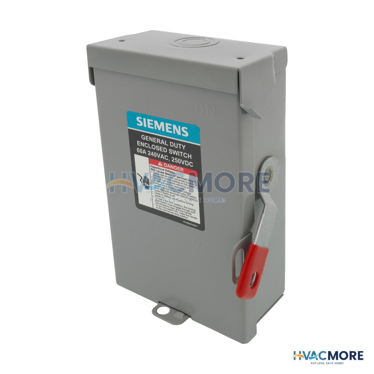 Siemens 60A Low-Voltage VBII Double-Break Enclosed Non-Fused Safety Switch, NEMA 1 Enclosure (240V) GNF322A