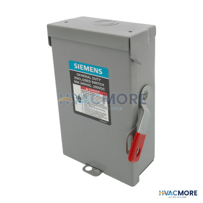 Siemens 60A Low-Voltage VBII Double-Break Enclosed Non-Fused Safety Switch, NEMA 1 Enclosure (240V) GNF322A