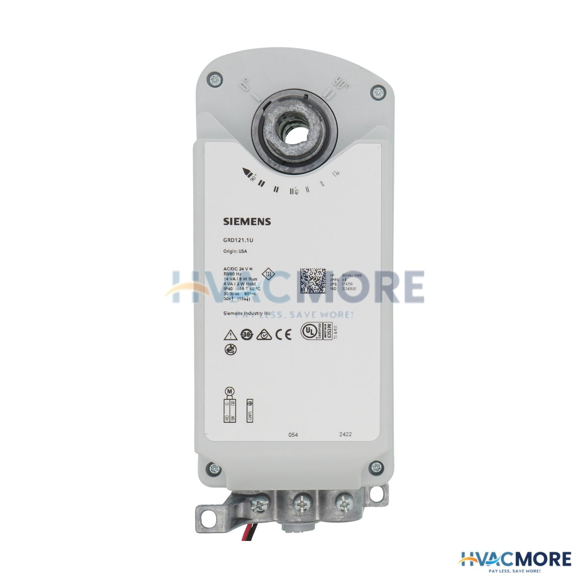 Siemens GRD 2-POSITION, 30-LB-IN, Spring Return Fire & Smoke Control Damper Actuator (24V) GRD121.1U