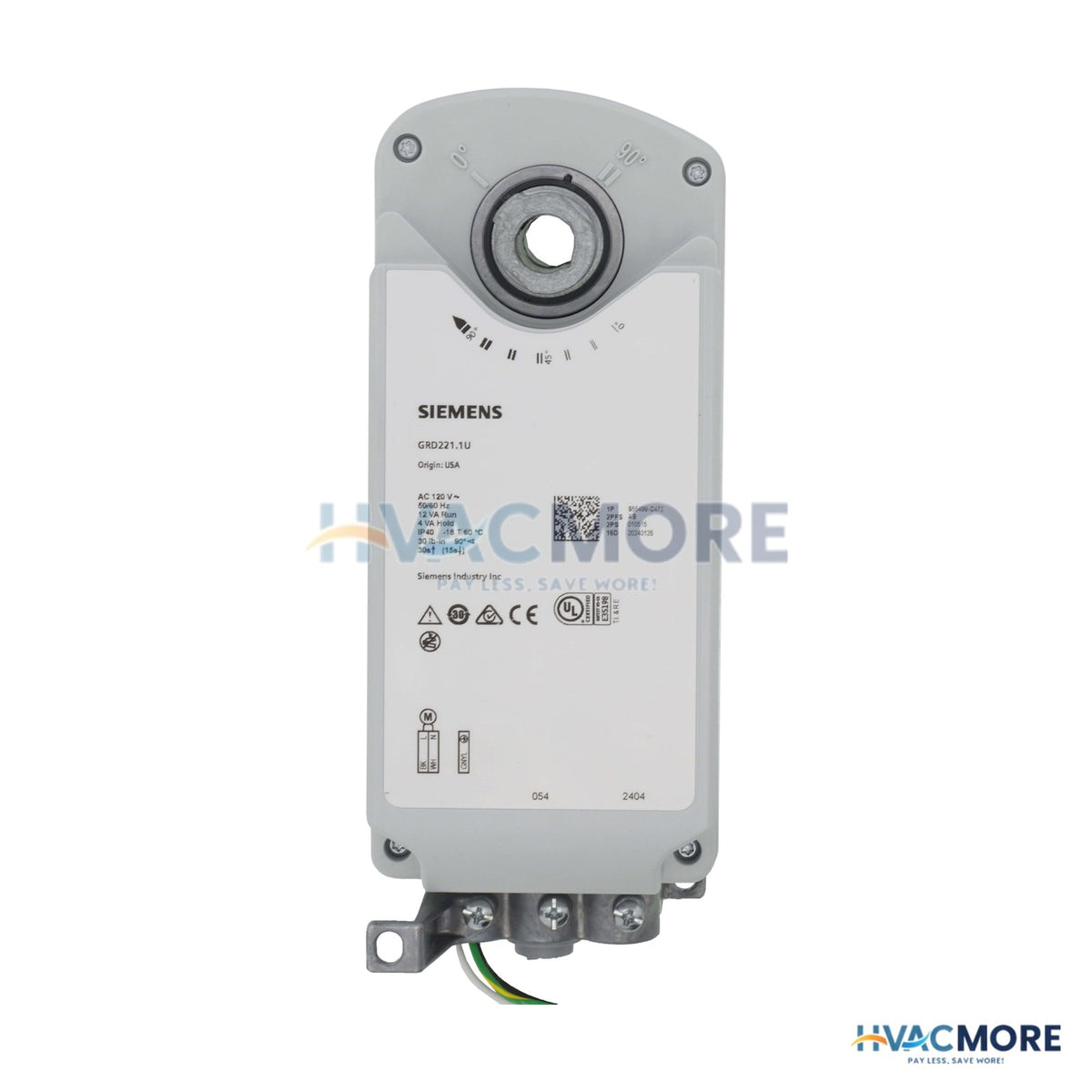 Siemens GRD 2-POSITION, 30-LB-IN, Spring Return Fire and Smoke Control Damper Actuator (120V) GRD221.1U