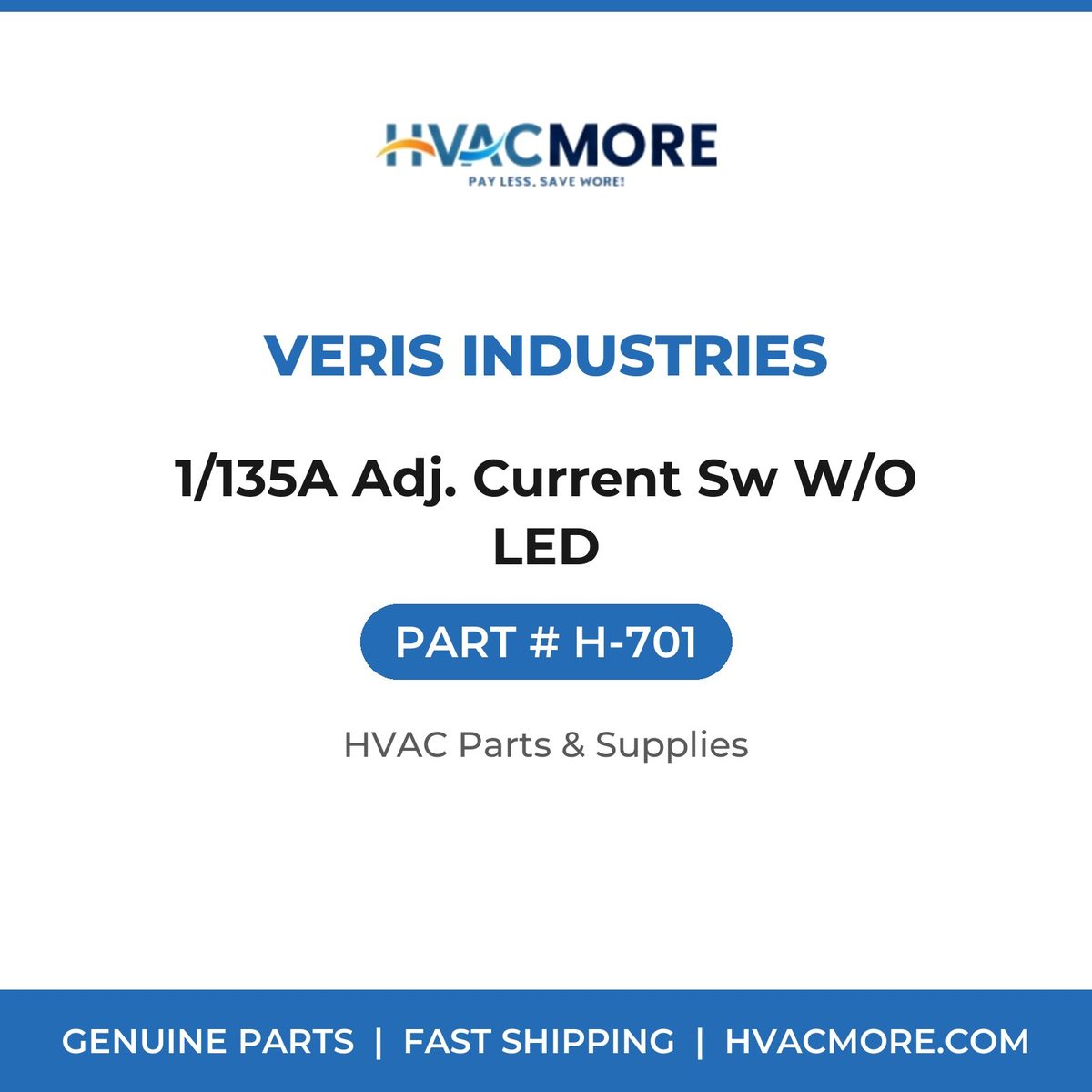 Veris Industries 1/135A Adj. Current Sw W/O LED H-701