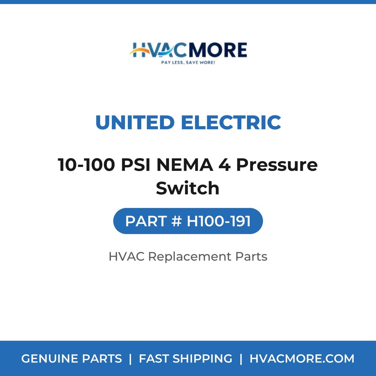 United Electric 10-100 PSI NEMA 4 Pressure Switch H100-191