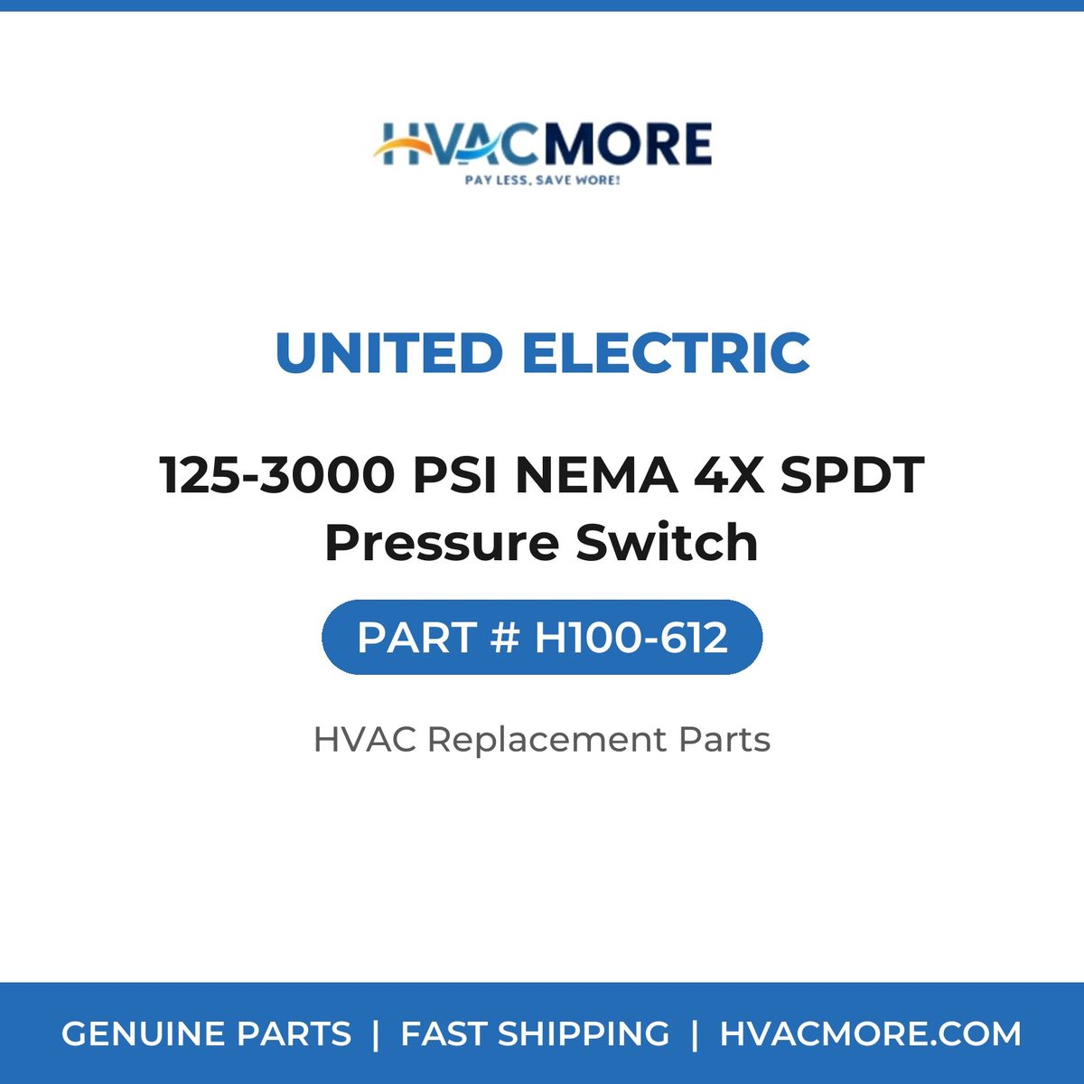 United Electric 125-3000 PSI NEMA 4X SPDT Pressure Switch H100-612