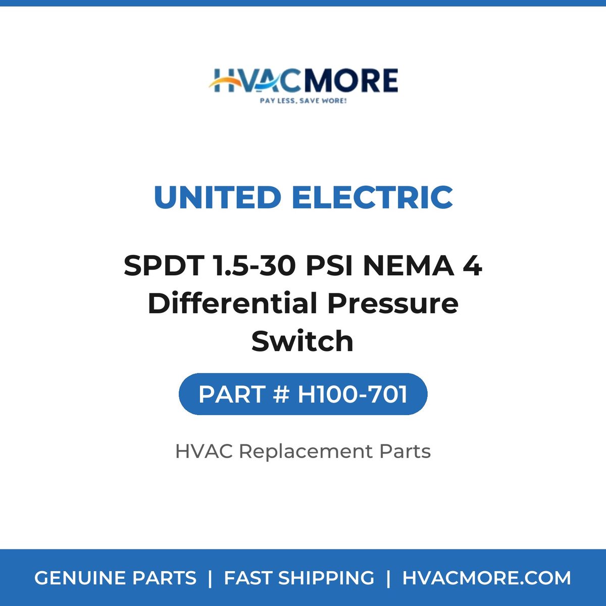 United Electric SPDT 1.5-30 PSI NEMA 4 Differential Pressure Switch H100-701
