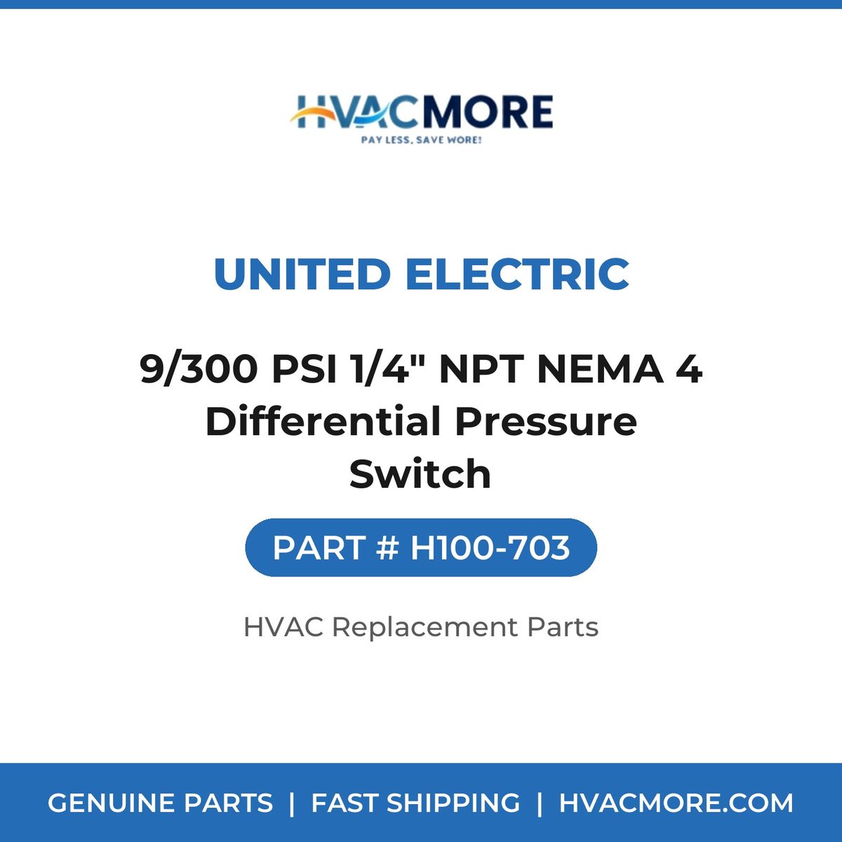 United Electric 9/300 PSI 1/4" NPT NEMA 4 Differential Pressure Switch H100-703