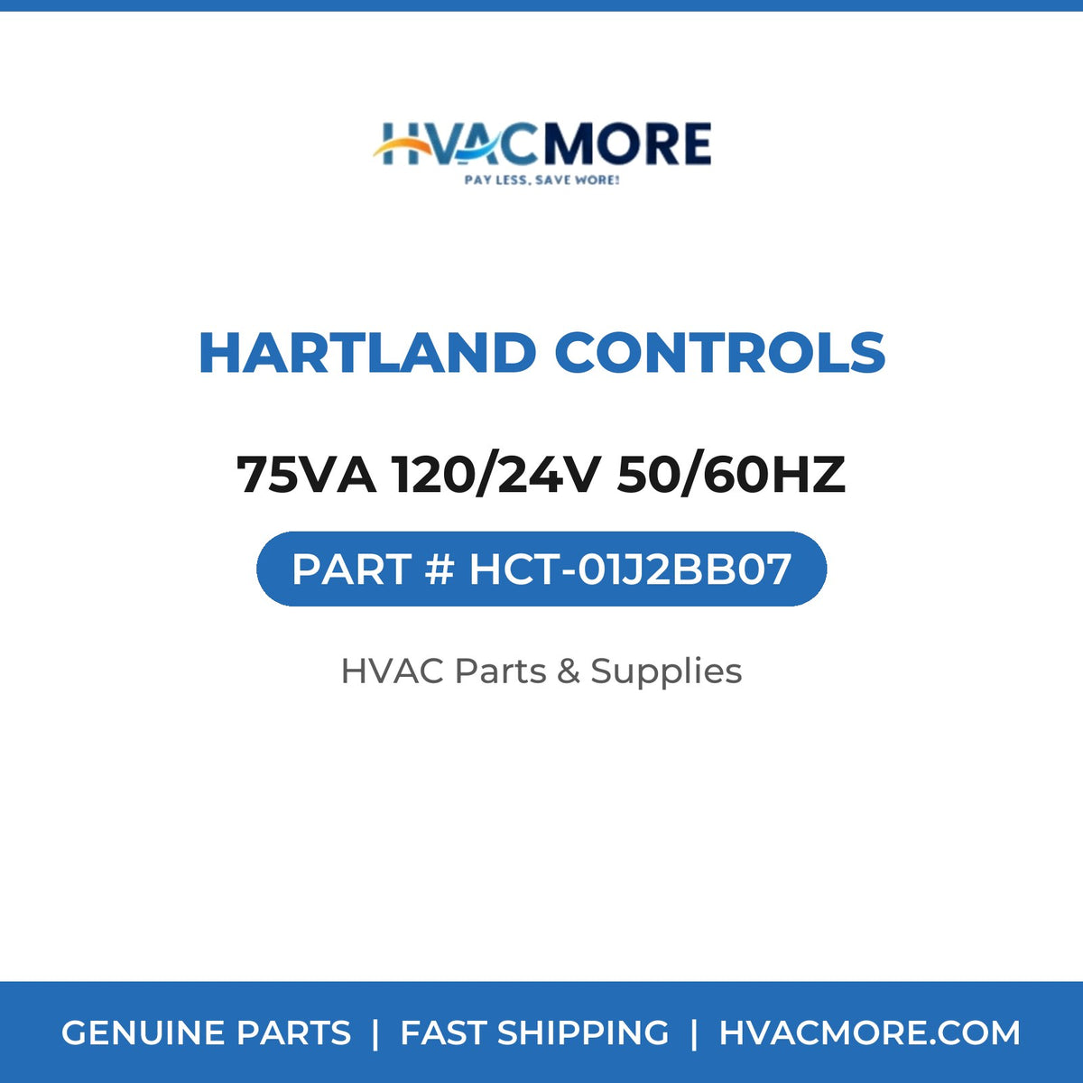 Hartland Controls 75VA 120/24V 50/60HZ HCT-01J2BB07