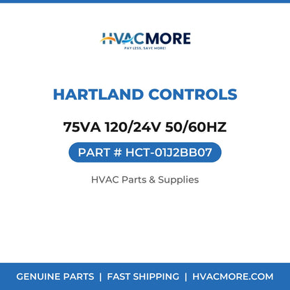 Hartland Controls 75VA 120/24V 50/60HZ HCT-01J2BB07