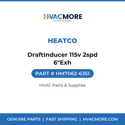 Heatco DraftInducer 115v 2spd 6"Exh HM7062-6351
