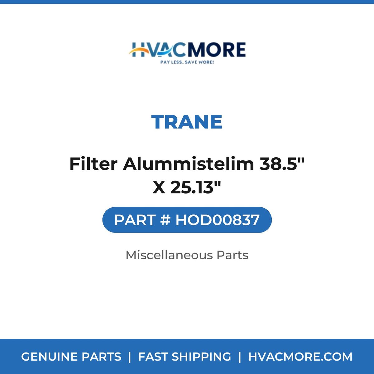 Trane Filter Alummistelim 38.5" X 25.13" HOD00837