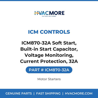 ICM Controls ICM870-32A Soft Start, Built-in Start Capacitor, Voltage Monitoring, Current Protection, 32A ICM870-32A